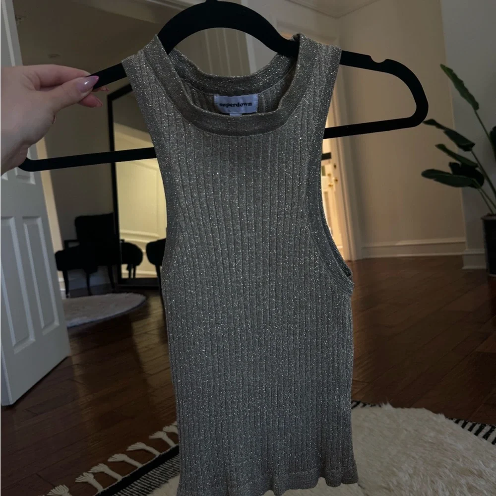 superdown Metallic Gold Ribbed Tank - Picture 3 of 6